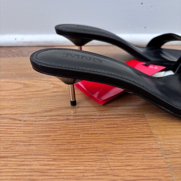 Mango Black Leather Sandals w/ Metallic Heel - Picture 7 of 12